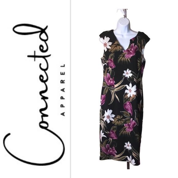 Connected Apparel Women’s  Knee length Floral Sheath Dress  Size 12 EUC - Picture 1 of 10